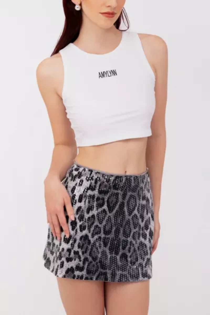 Amy Lynn Sequin Cheetah Mini Skirt