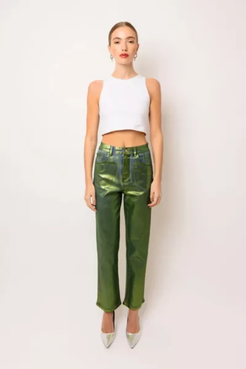 Amy Lynn Lupe Foil Coated Denim Pant
