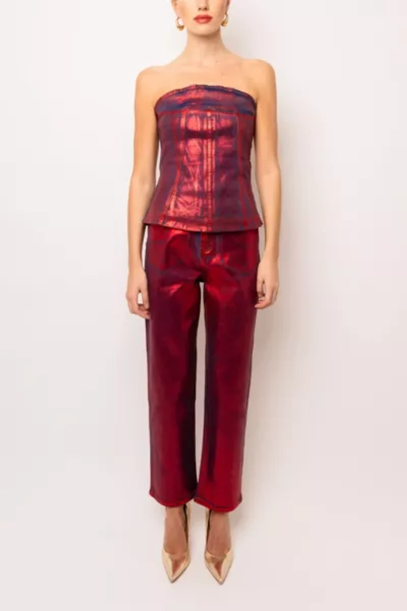Amy Lynn Lupe Foil Coated Denim Pant