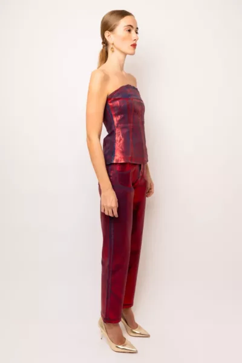 Amy Lynn Lupe Foil Coated Denim Pant