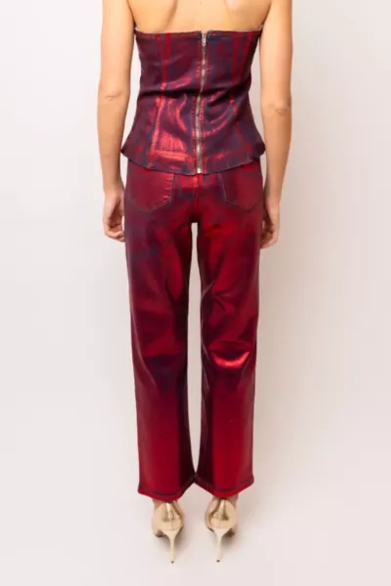 Amy Lynn Lupe Foil Coated Denim Pant