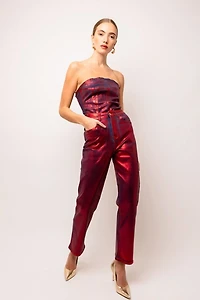 Amy Lynn Lupe Foil Coated Denim Pant
