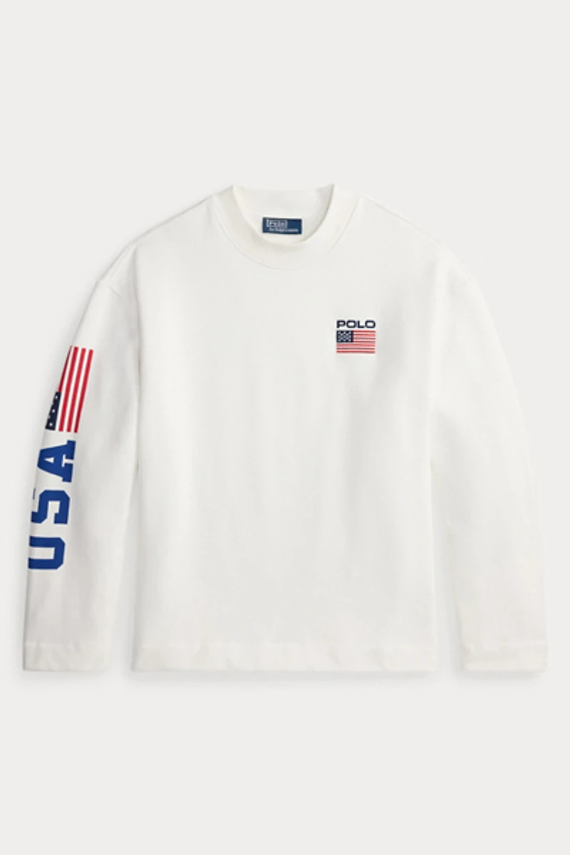 Polo Ralph Lauren USA Graphic Mock Neck Long Sleeve Tee