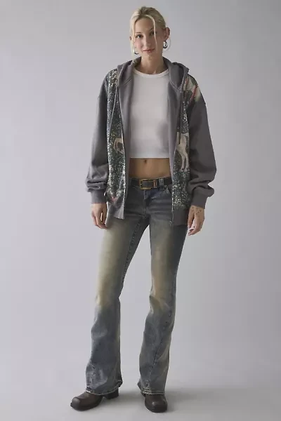 UO Dusty Mystical Graphic Oversized Zip-Up Hoodie Sweatshirt