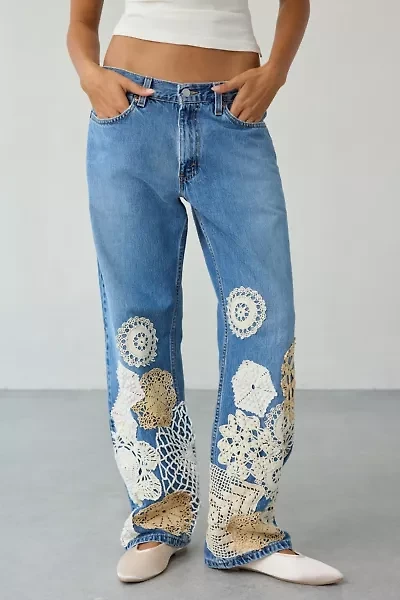 ReMADE By UO Handmade Crochet Patched Jean