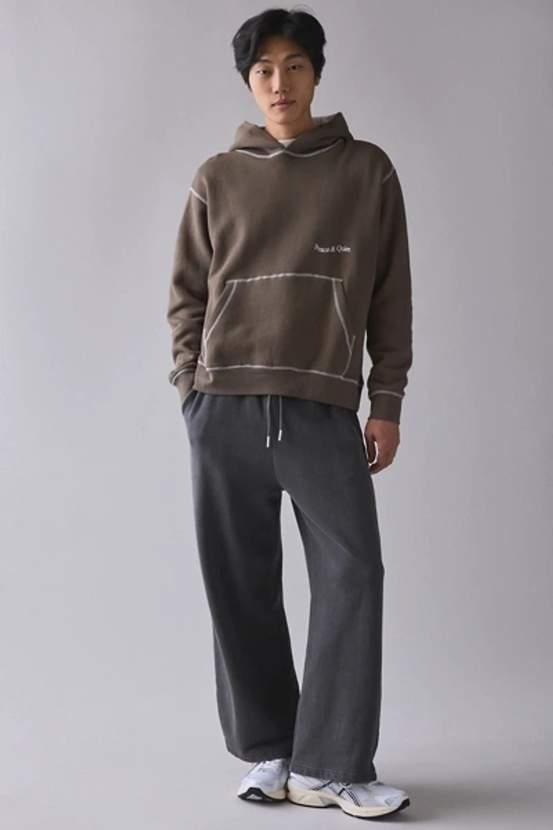 Museum Of Peace & Quiet Wordmark Reverse Stitched Hoodie Sweatshirt