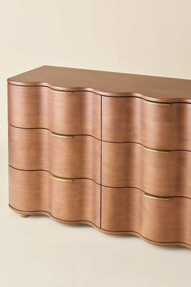 aria 6 drawer short squiggle dresser Aria 6-Drawer Short Wood Squiggle Dresser