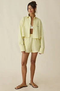 Calvin Klein Embroidered Logo Cotton Poplin Cropped Shirt