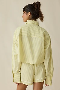 Calvin Klein Embroidered Logo Cotton Poplin Cropped Shirt