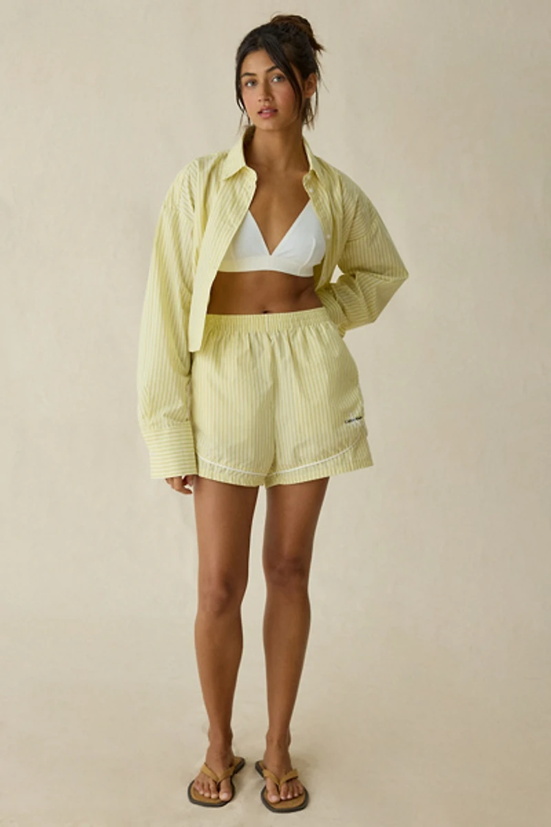 Calvin Klein Embroidered Logo Cotton Poplin Track Shorts
