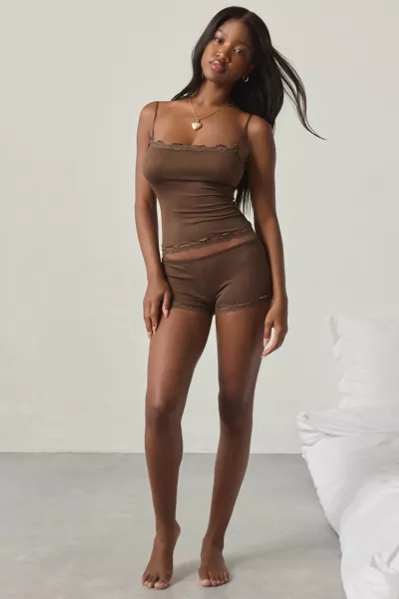 Out From Under Elise Lace Trim Cami + Micro Short PJ Set