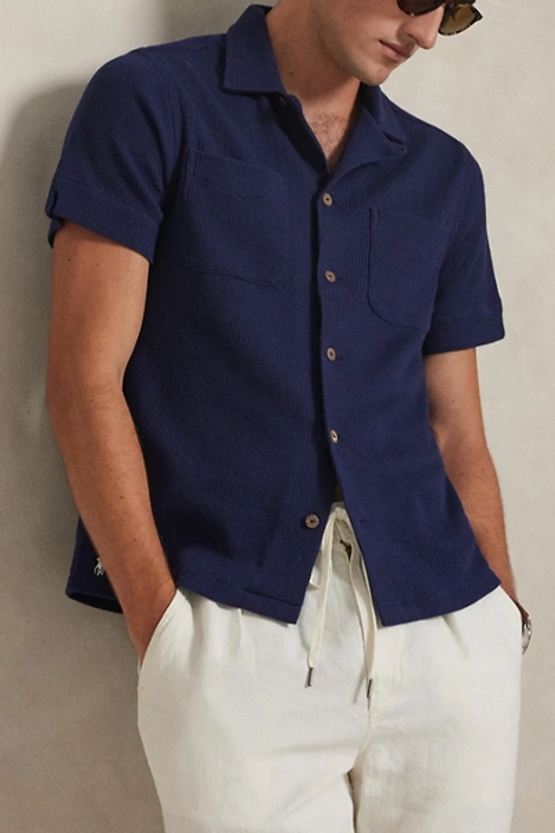 Polo Ralph Lauren Waffle Knit Cotton-Linen Short Sleeve Shirt