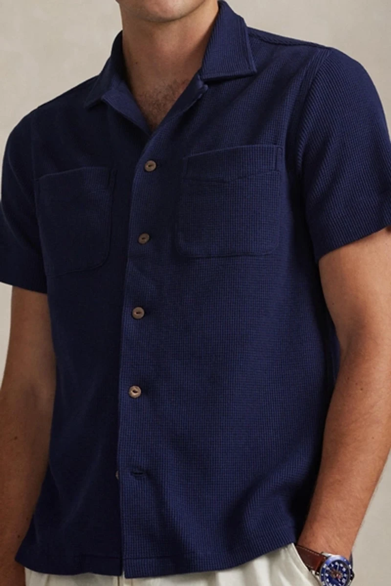 Polo Ralph Lauren Waffle Knit Cotton-Linen Short Sleeve Shirt