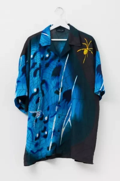 Vintage Y2K All Over Print Spider Graphic Button Up Shirt