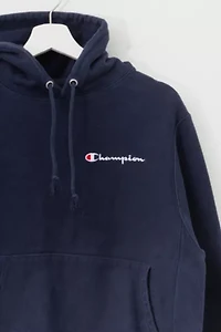 Vintage Y2K Champion Distressed Navy Blue Reverse Weave Hoodie Sweatshirt