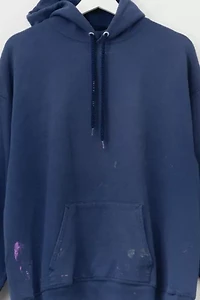 Vintage Y2K Distressed Navy Blue Hoodie Pullover Sweatshirt