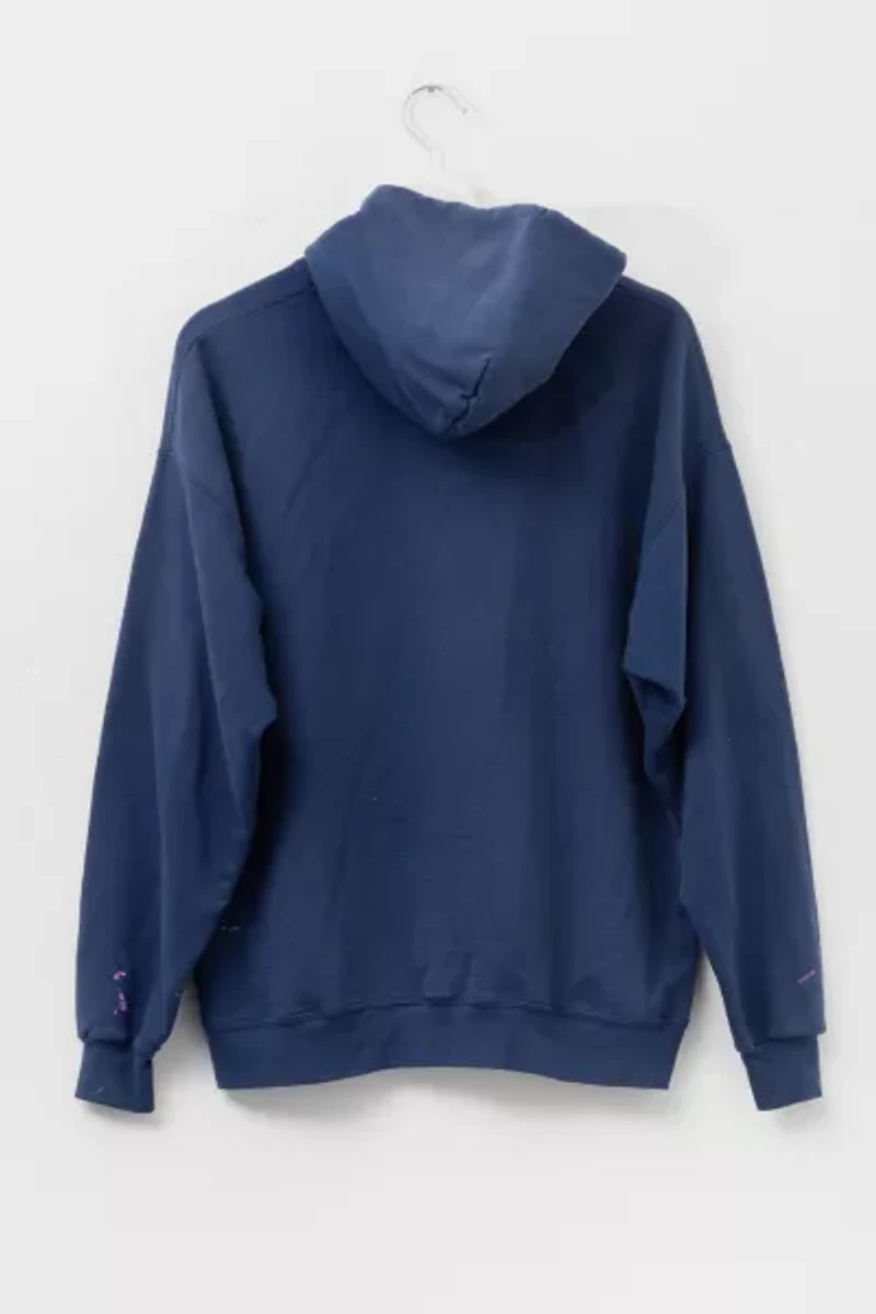 Vintage Y2K Distressed Navy Blue Hoodie Pullover Sweatshirt