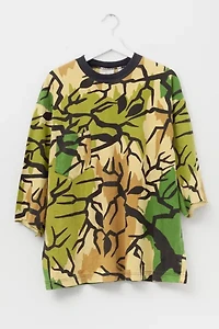 Vintage 1980s Distressed Predator Branch Camo Ringer T-Shirt