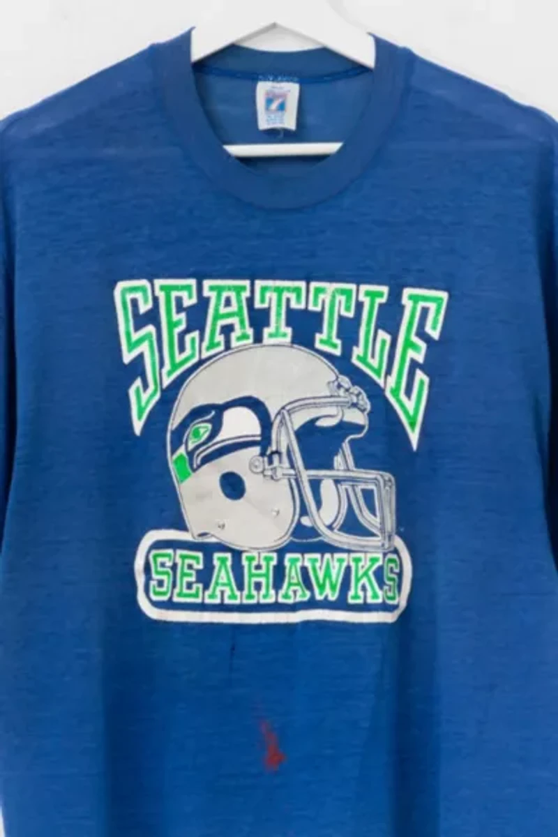 Vintage 1980s Seattle Seahawks Distressed Paper Thin Graphic T-Shirt