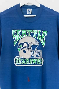 Vintage 1980s Seattle Seahawks Distressed Paper Thin Graphic T-Shirt