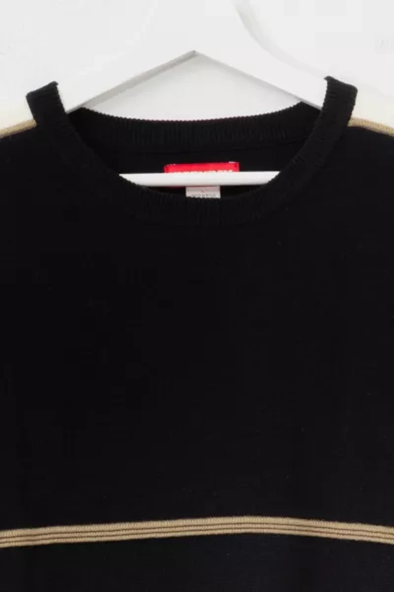 Vintage 1990s Union Bay Black Stripped Pull Over Sweater