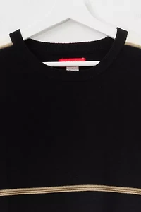 Vintage 1990s Union Bay Black Stripped Pull Over Sweater