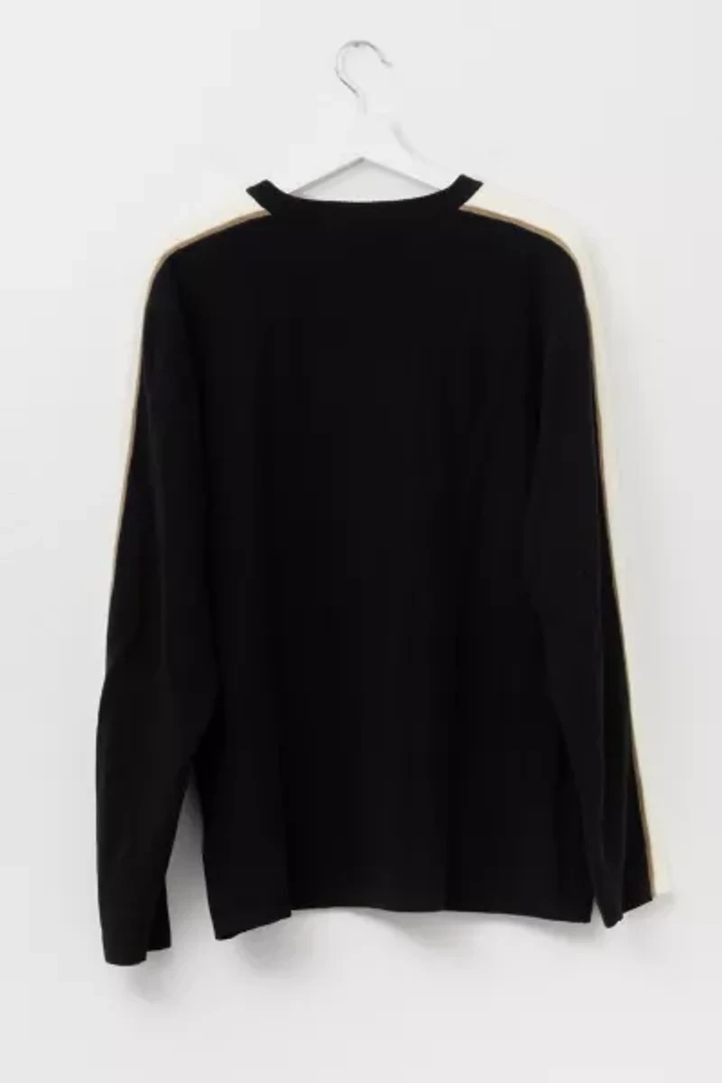 Vintage 1990s Union Bay Black Stripped Pull Over Sweater