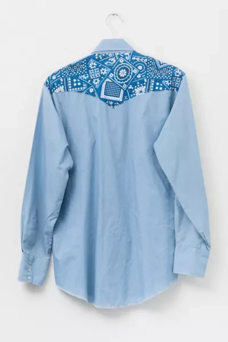 Vintage 1970s Blue Handkerchief Button Up Western Shirt