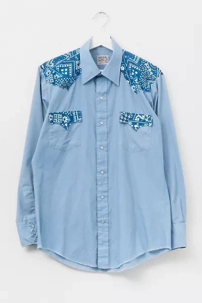 Vintage 1970s Blue Handkerchief Button Up Western Shirt