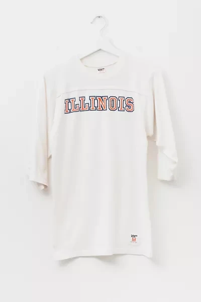 Vintage 1980s Distressed Illinois Spell Out 3/4 Sleeve Graphic T-Shirt Made in USA