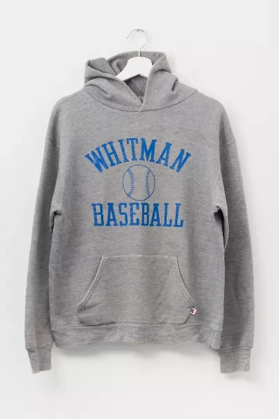 Vintage 1990s Russell Athletic Distressed Baseball Graphic Hoodie Spell Out Sweatshirt Made in USA