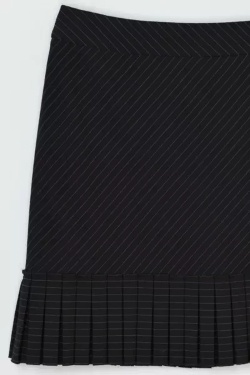 Vintage Y2k Black Pinstripe Pleated Mini Skirt