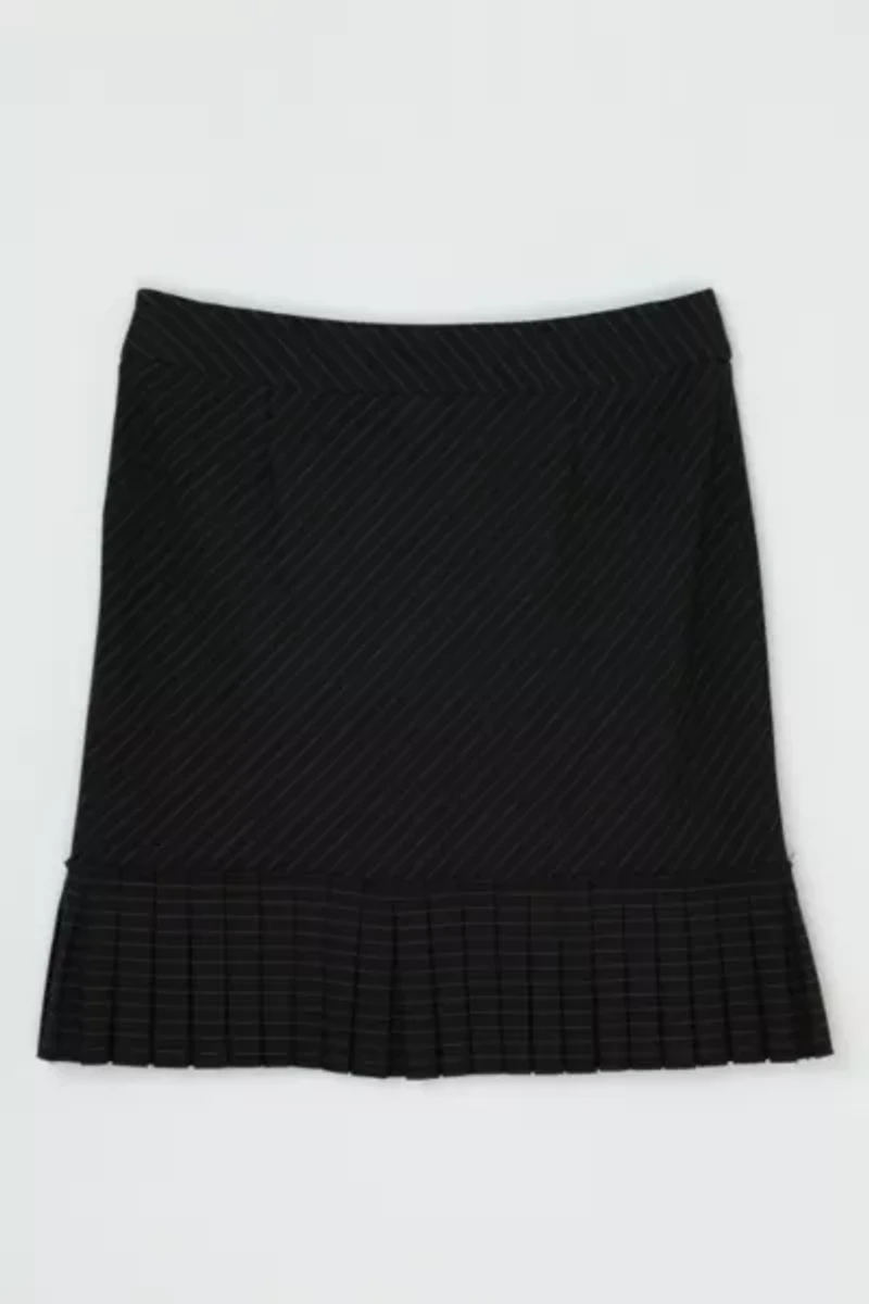 Vintage Y2k Black Pinstripe Pleated Mini Skirt