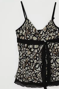 Vintage Y2k Taupe & Black Printed Top
