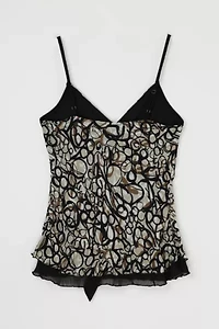 Vintage Y2k Taupe & Black Printed Top