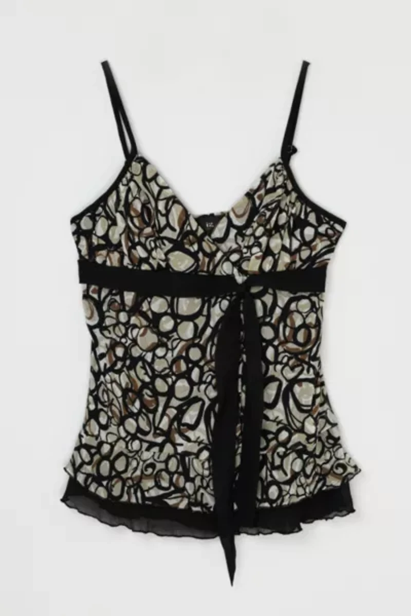 Vintage Y2k Taupe & Black Printed Top