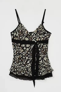 Vintage Y2k Taupe & Black Printed Top