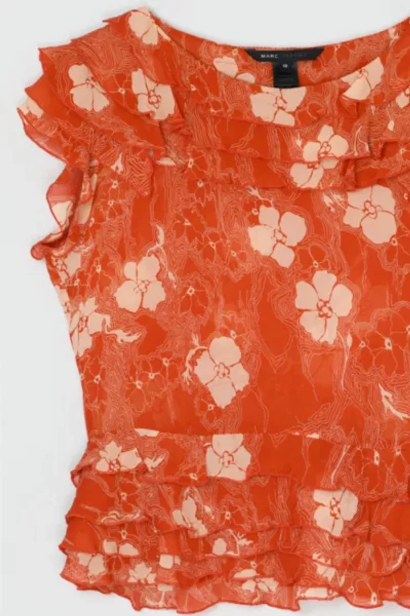 Vintage Y2k Marc Jacobs Ruffled Silk Top