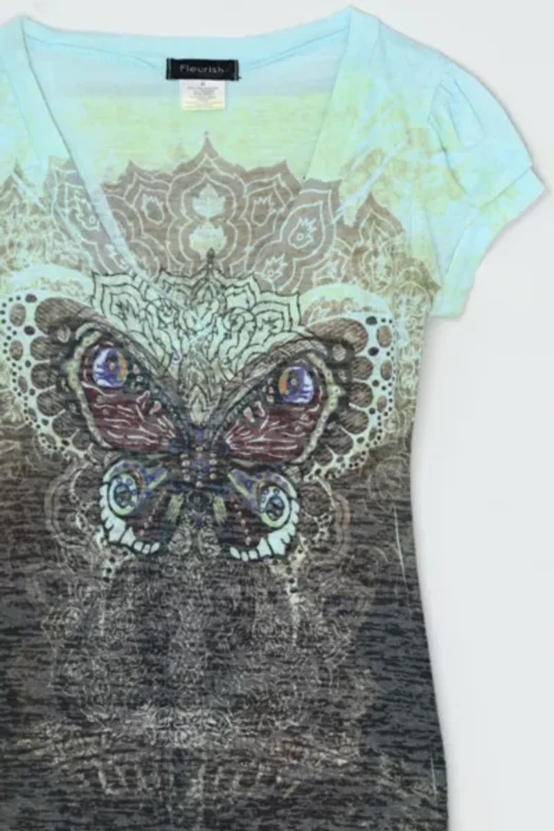 Vintage Y2k Butterfly Printed Top