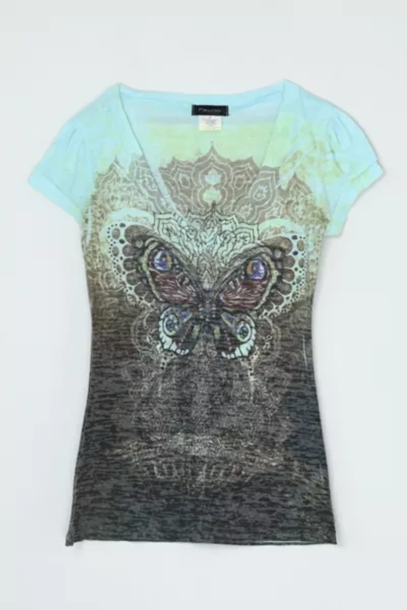 Vintage Y2k Butterfly Printed Top