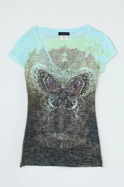 Vintage Y2k Butterfly Printed Top