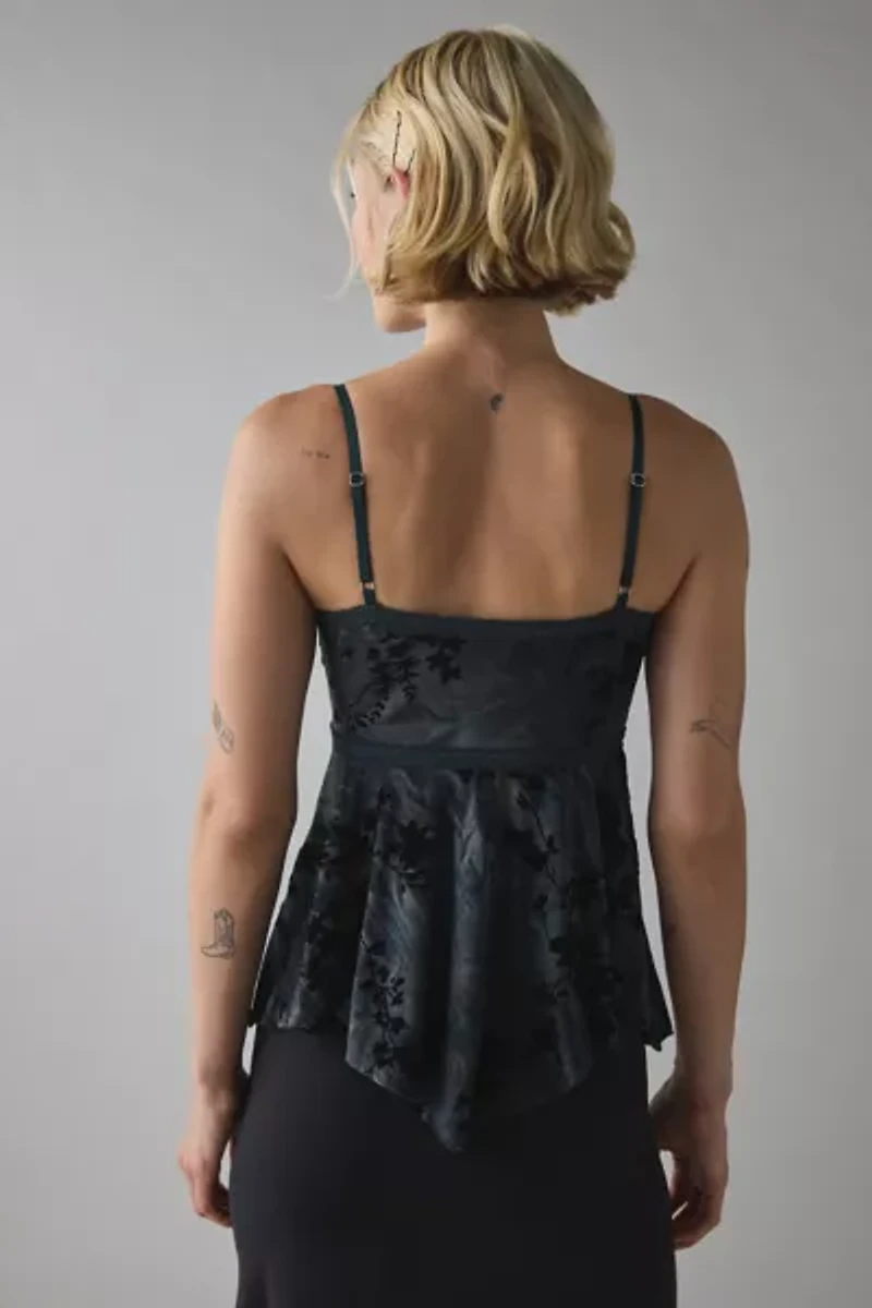 Kimchi Blue Celia Burnout Floral Lace Trim Babydoll Cami
