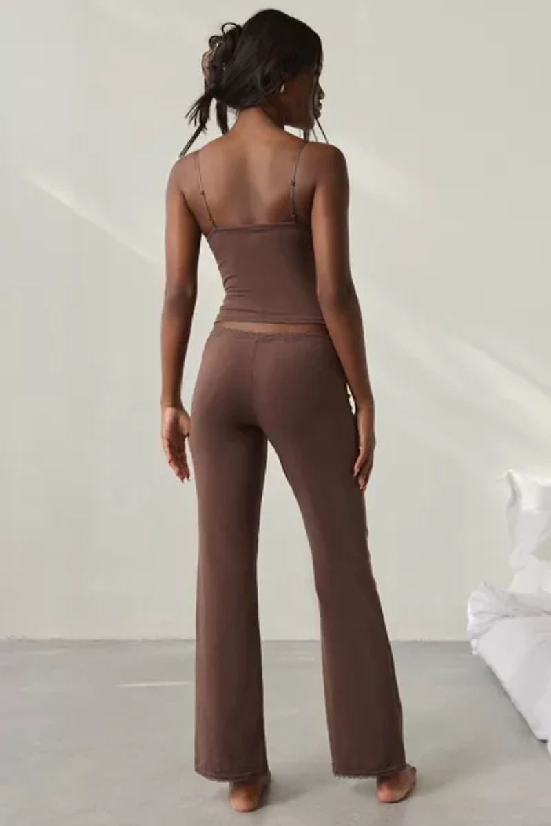 Out From Under Daphne Cotton Jersey Lace Trim Cami + Pant PJ Set