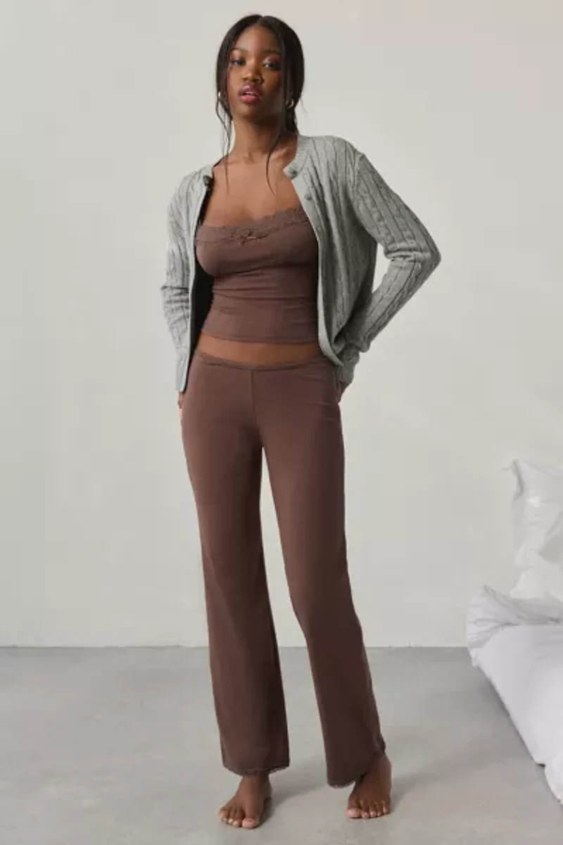 Out From Under Daphne Cotton Jersey Lace Trim Cami + Pant PJ Set