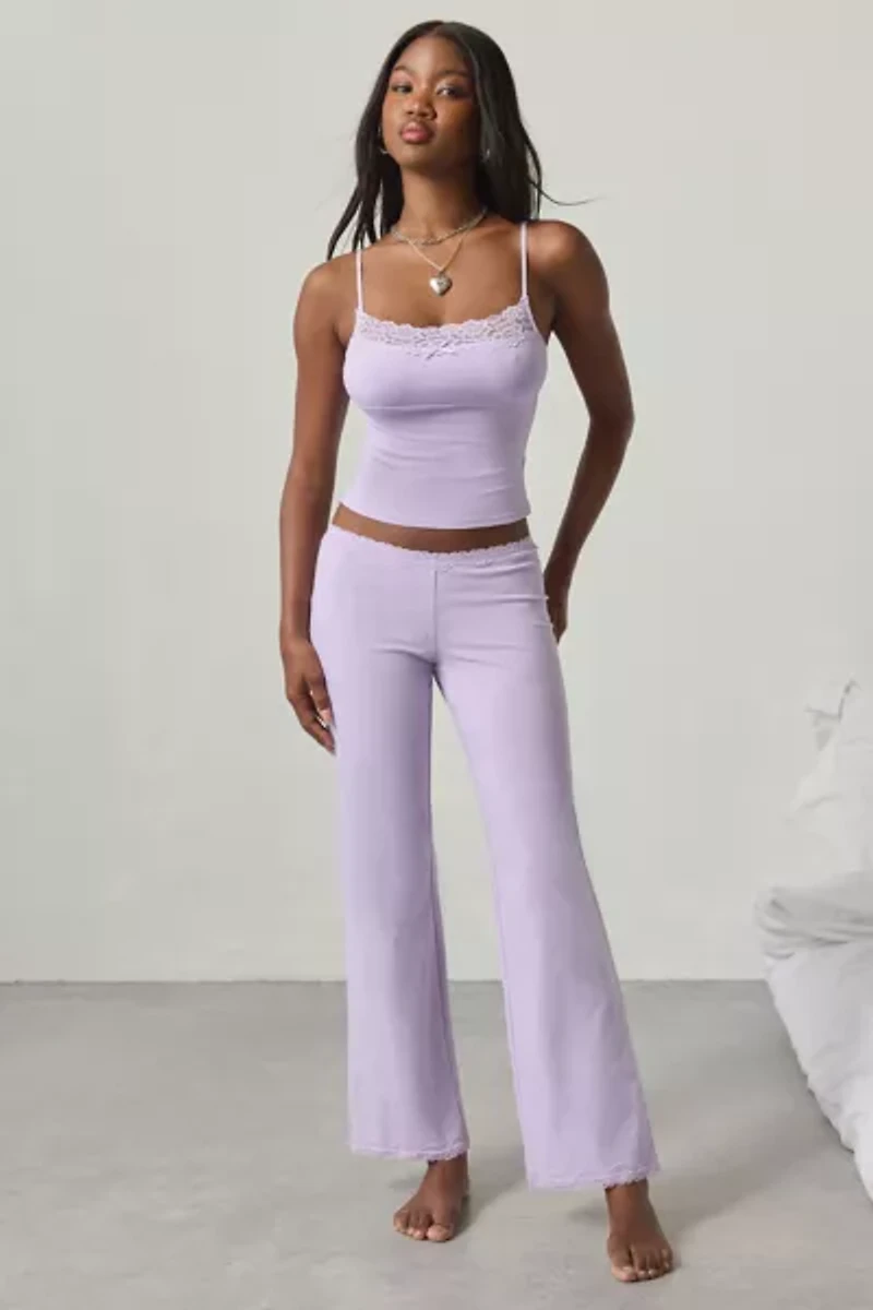 Out From Under Daphne Cotton Jersey Lace Trim Cami + Pant PJ Set