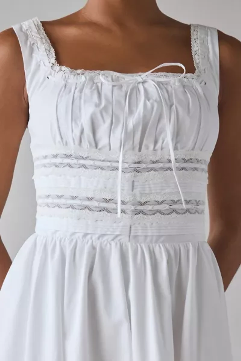 ASTR The Label Melanie Lace Trim Milkmaid Mini Dress