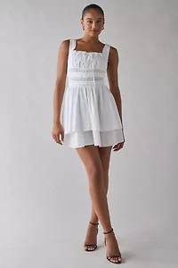 ASTR The Label Melanie Lace Trim Milkmaid Mini Dress