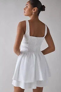 ASTR The Label Melanie Lace Trim Milkmaid Mini Dress