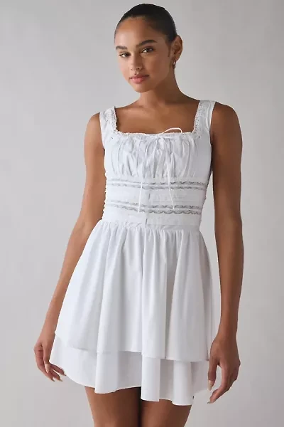 ASTR The Label Melanie Lace Trim Milkmaid Mini Dress