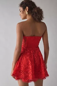 ASTR The Label Deasia Eyelet Embroidery Strapless Mini Dress